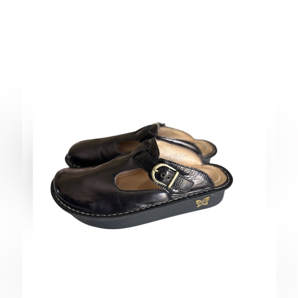 Alegria classic brown/black leather slipon platform bohemian clog shoes size 38